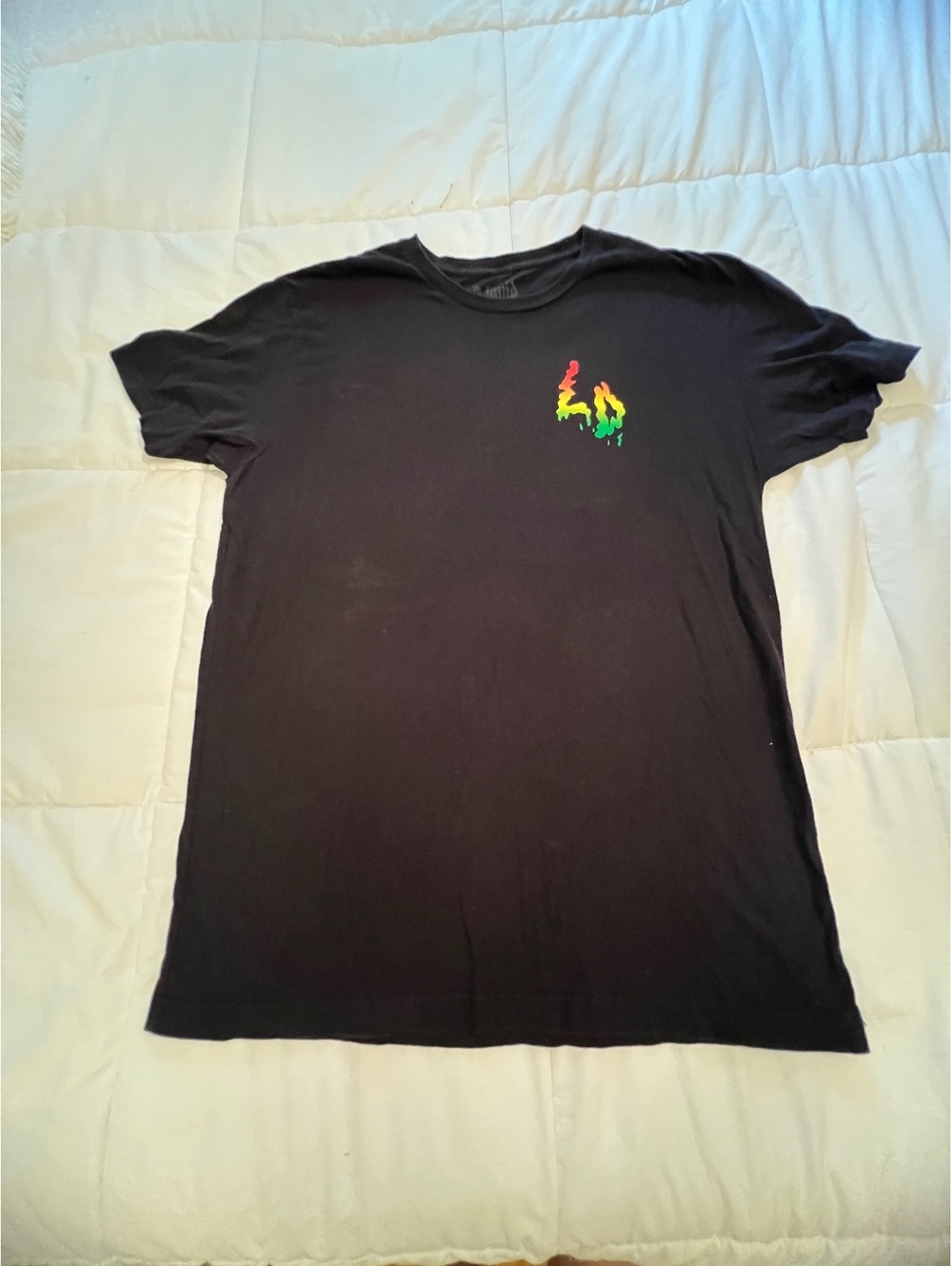 Liquid Death black Mens Large t-shirt Fluorescent Orange red Green Skull